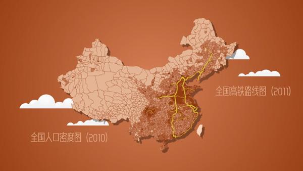 全國高鐵路線圖與人口密度圖基本吻合，中國高鐵優(yōu)先在人口密度大的中東部地區(qū)布局。數(shù)據(jù)來源：哈佛大學(xué)地理分析中心