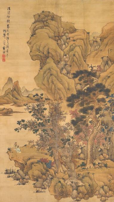 拍品編號(hào) 965
藍(lán)瑛(1584-1664 后) 《層巒嘉樹》
立軸 水墨 設(shè)色絹本
173 x 98 公分(681/8x 38 5/8 吋)
港元 1,500,000-2,000,000