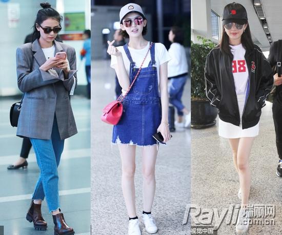 高圓圓、娜扎、楊冪私服摯愛白T恤