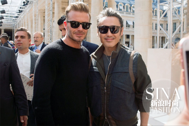 吳秀波在LV秀場與貝克漢姆合影