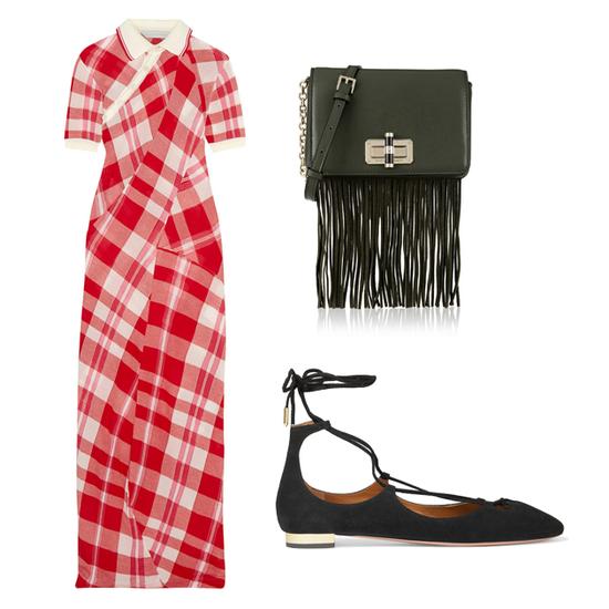 紅裙搭配綠包包