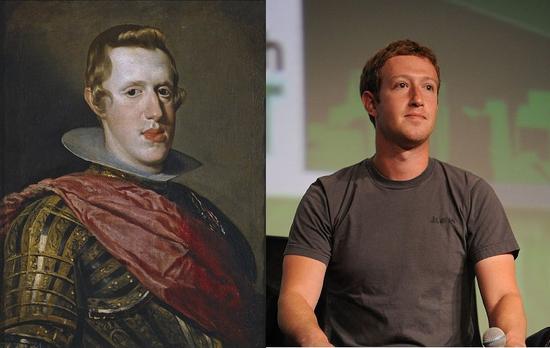 左：維拉斯奎茲，《菲利普四世肖像》（Velázquez， Portrait of Phillip IV），1623 圖片：Courtesy of Wikicommons 右：馬克·扎克伯格，2012。圖片：Courtesy of Wikicommons