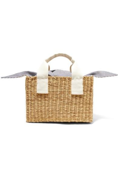 MUUN?Ninon 編織草條紋棉質(zhì)帆布手提包