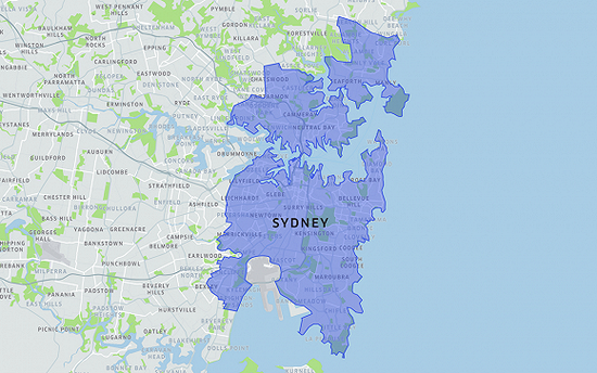 悉尼Uber順風(fēng)車服務(wù)區(qū)域