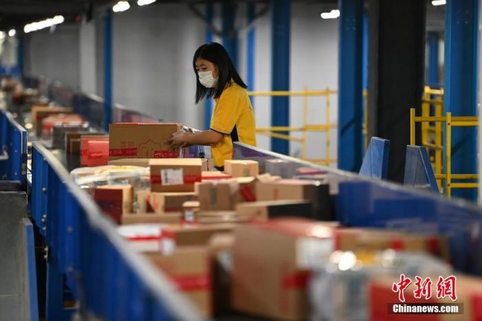 資料圖：物流工作人員分揀快件。a target='_blank' href='http://www.chinanews.com/'中新社/a記者 崔楠 攝