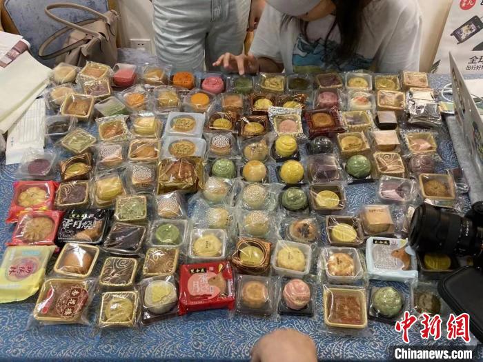 活動(dòng)組織者正在清點(diǎn)民眾捐贈(zèng)的月餅?！懊魅罩贰毙袆?dòng)小組供圖